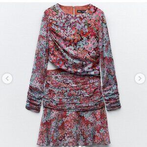 Zara Floral Mini Dress Size Medium